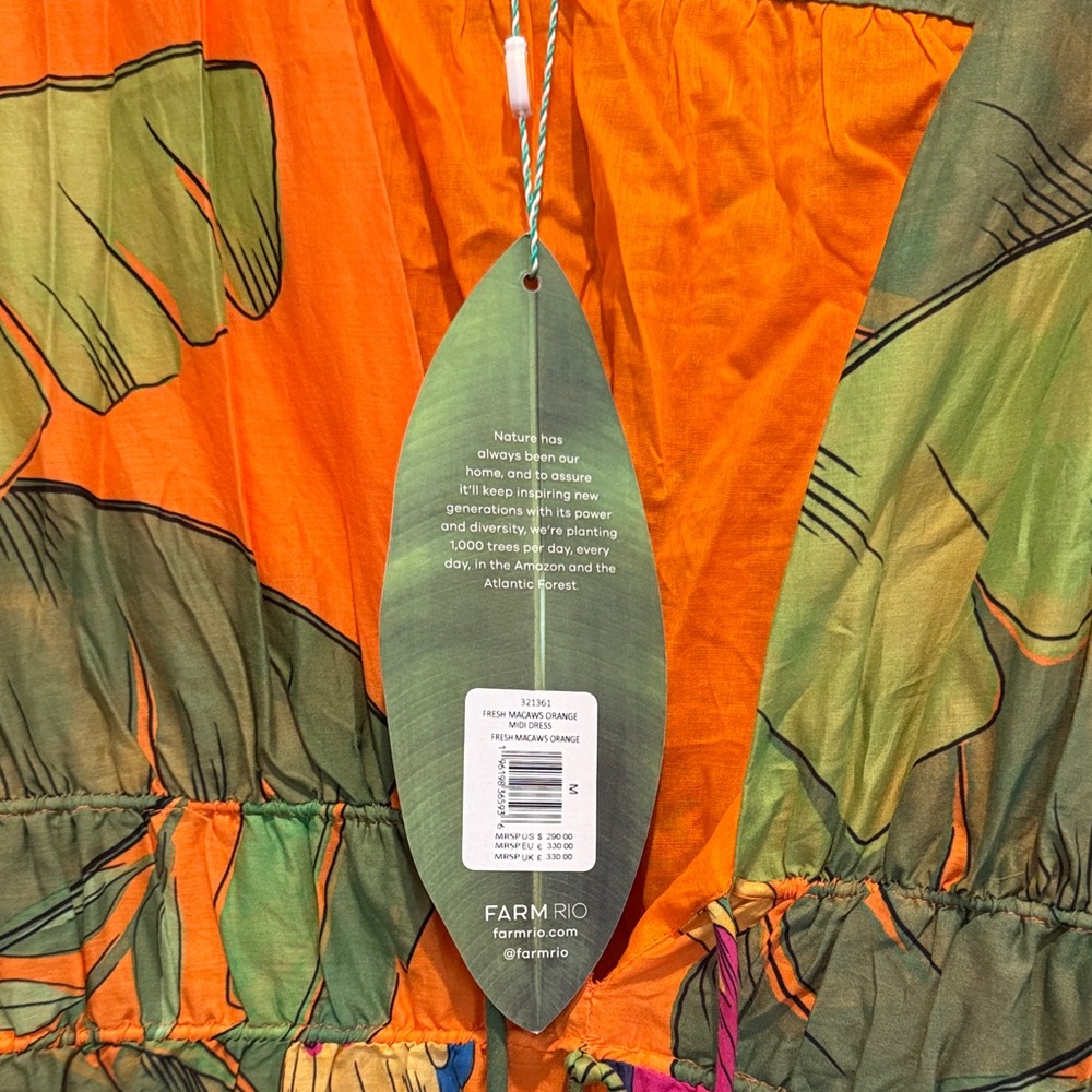 FARM Rio Orange and Green Tropical Maxi Dress NWT - Picture 7 of 8